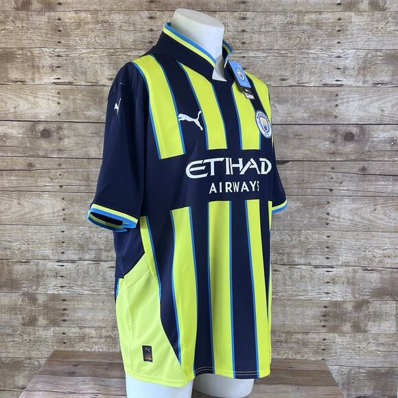 Manchester City Size XXL 24’ 25’ Away kit Jersey Blue and Yellow Puma New - Picture 2 of 15
